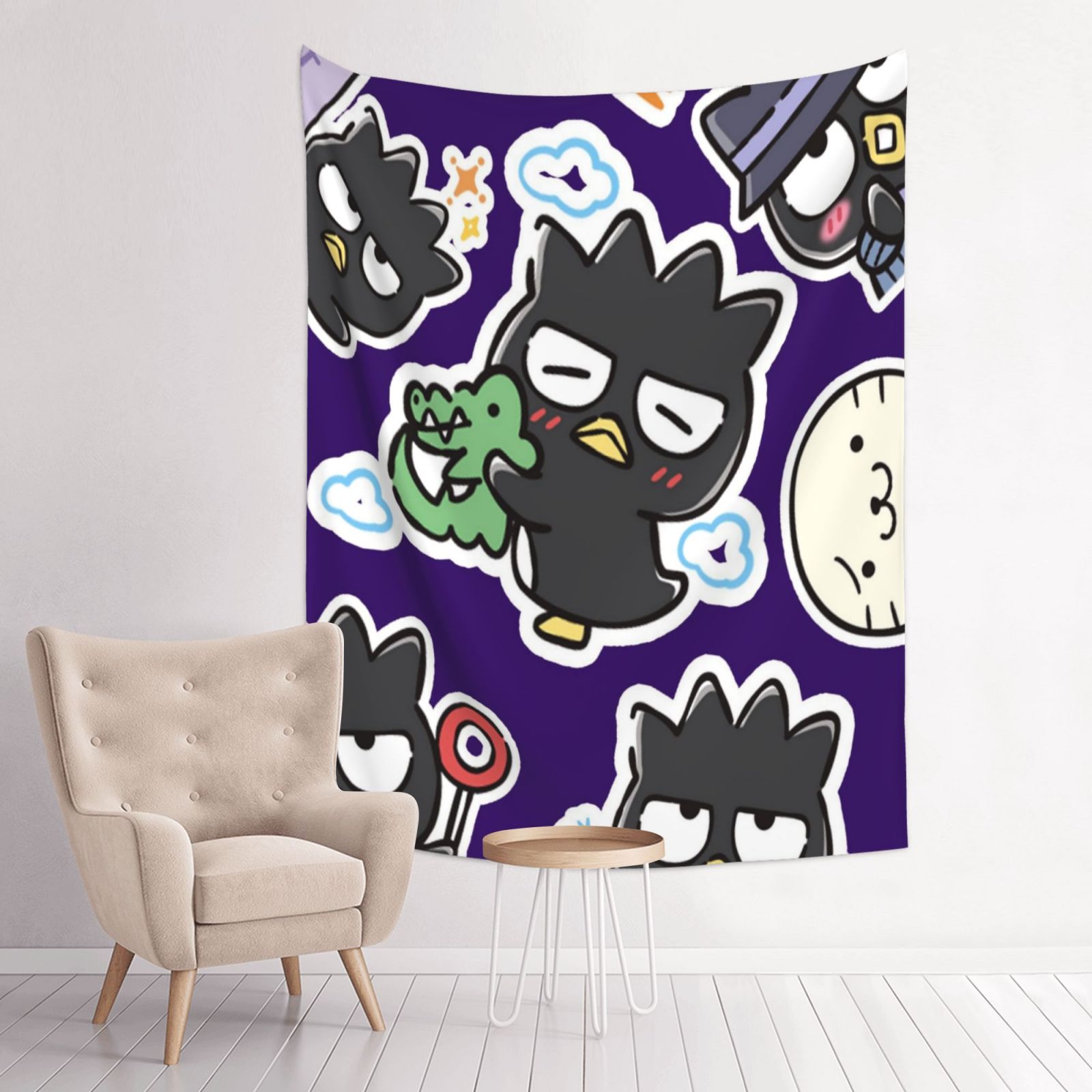 Badtz Maru Wall Tapestry Anime Poster For Bedroom Aesthetics Funny Room Decor Flag Wall Hanging For Teen Girls Men Dorm Living Room 29x37in